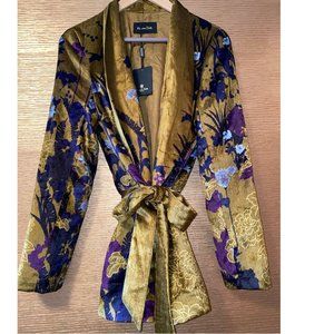 MASSIMO DUTTI GOLD PURPLE FLOWER JACKET